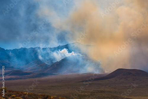 Owens Valley Desert Mountains  California Radar Dish Observatory Wildfire  Fire Lone Pine