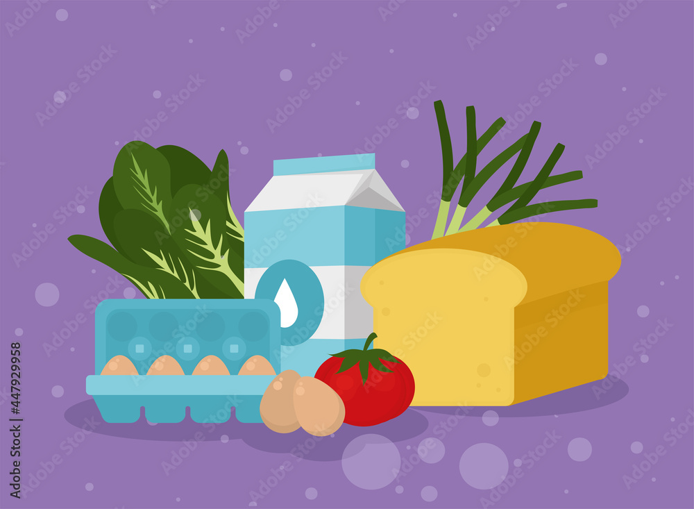 Fototapeta premium eggs milk cheese and food icons