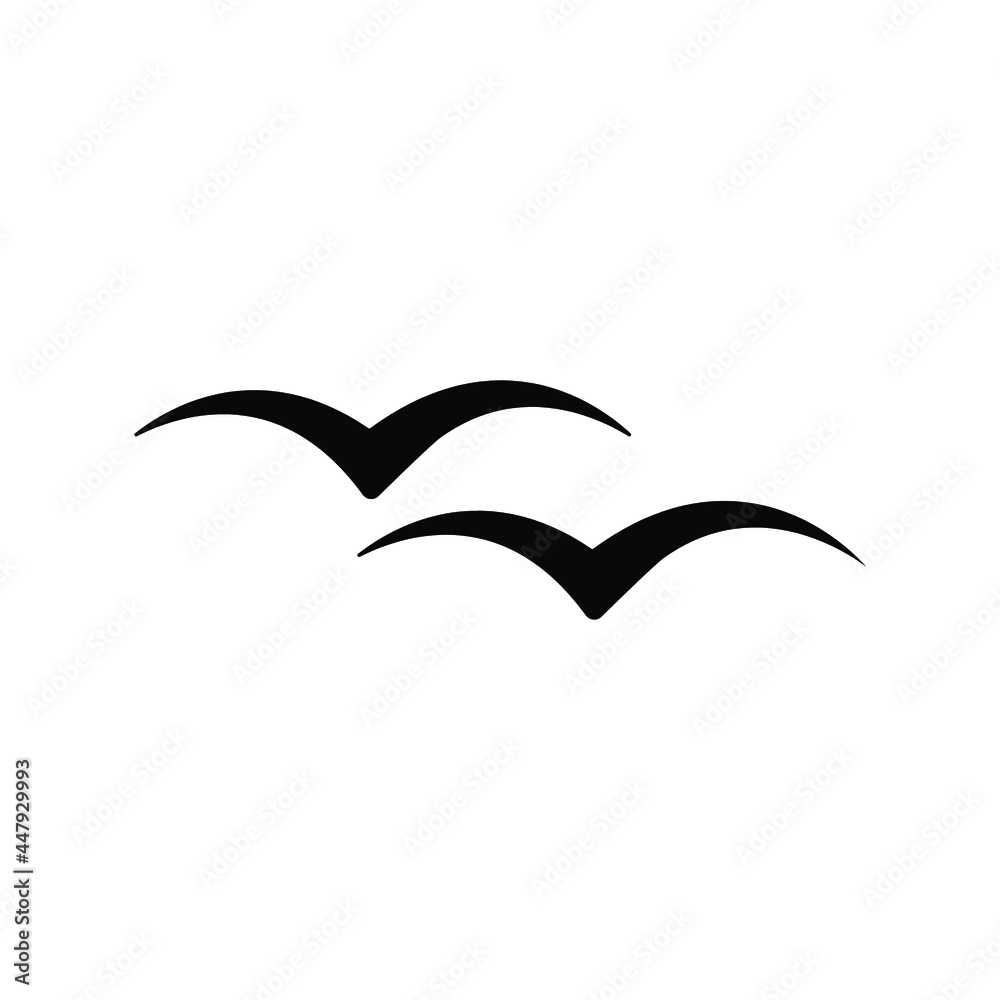 Fototapeta premium Abstract two black birds on a white background, logo for design, vector illustration