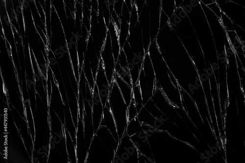 Texture broken glass with cracks. Abstract of cracked screen Smartphone from shock.