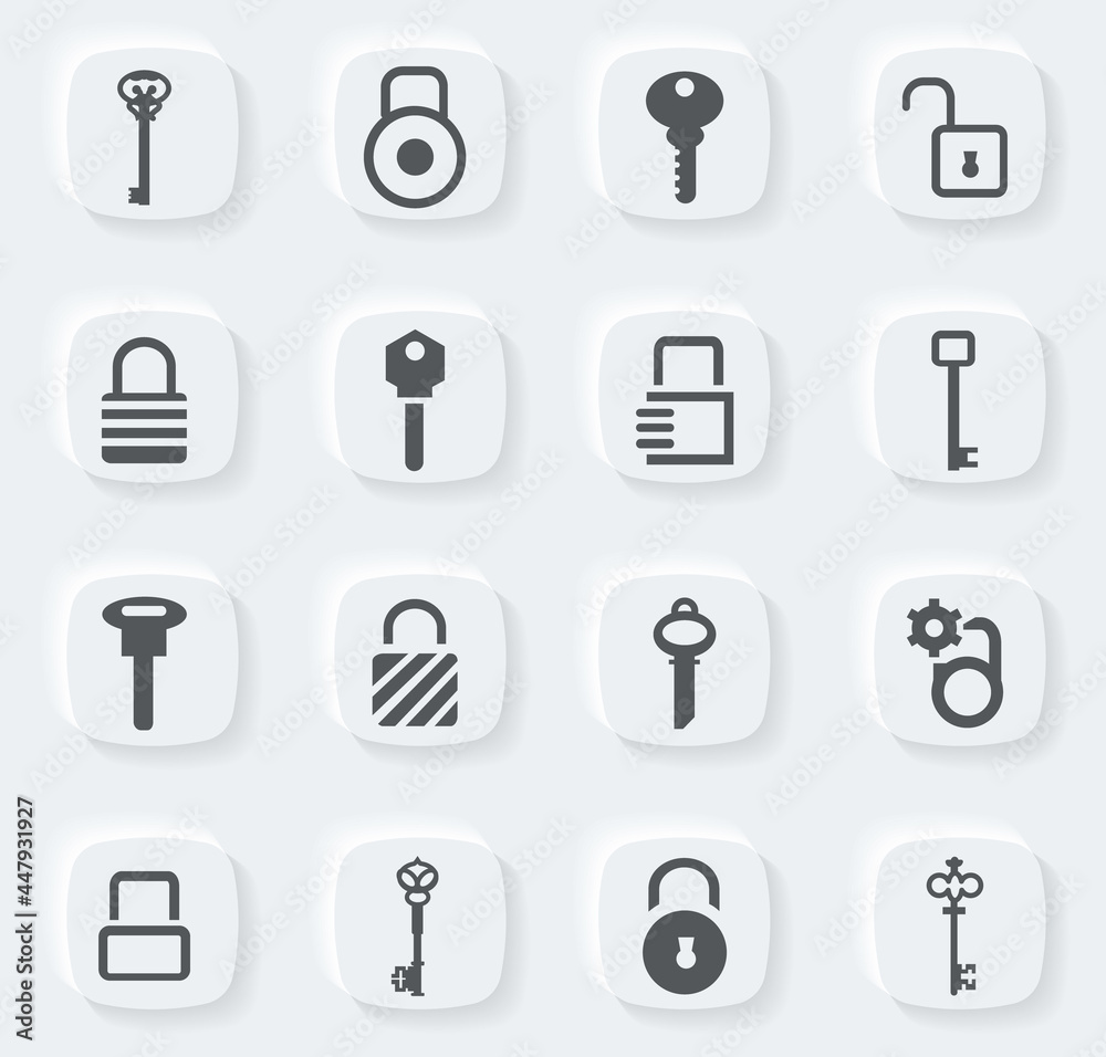 Lock and Key icons set Lock and Key icons set
