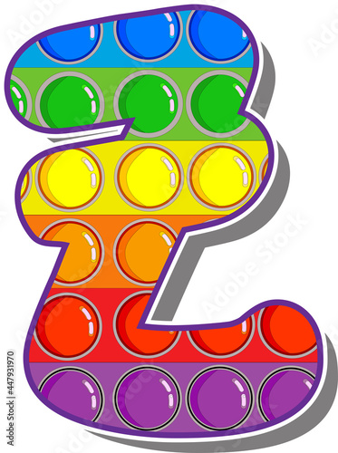 Letter Z. Rainbow colored letters in the form of a popular childrens game pop it. Bright letters on a white background.  Bright letters on a white background. 
