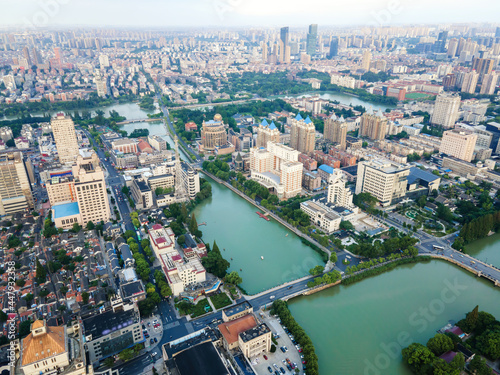 Aerial photography of the city scenery of Nantong  Jiangsu