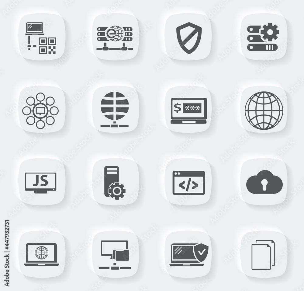 Internet, server, network icons set