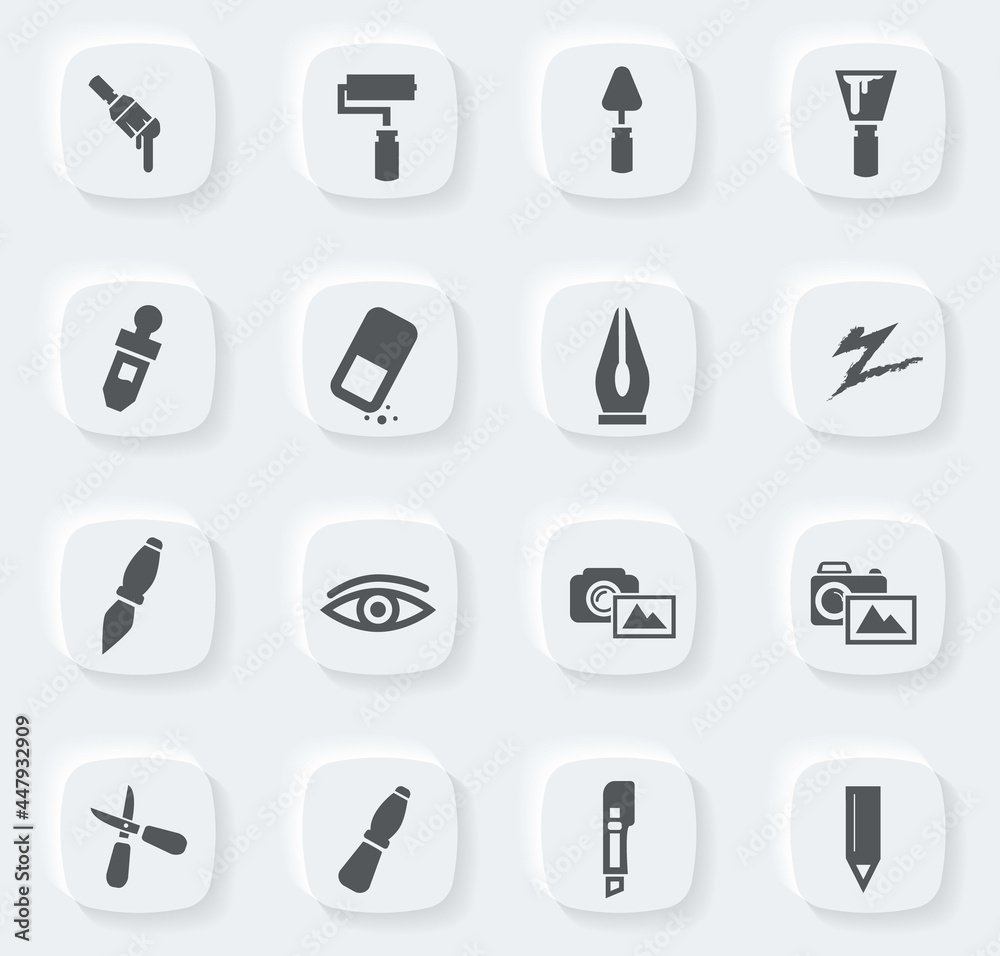 Art tools icons set Art tools icons set
