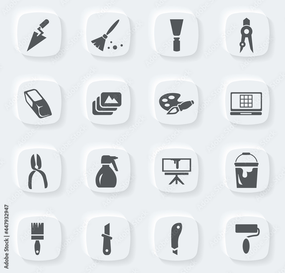 Art tools icons set Art tools icons set