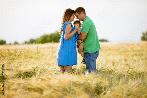Romantic couple holding hands in a field