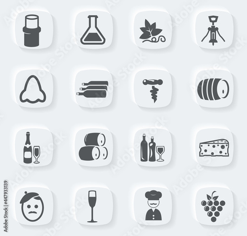 Vineyard and Wine icons set