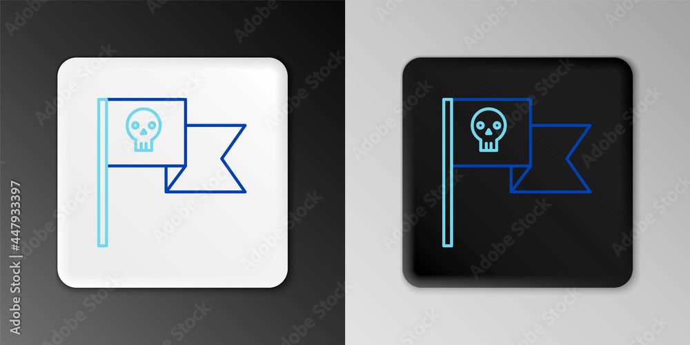Line Pirate flag with skull icon isolated on grey background. Colorful outline concept. Vector Line Pirate flag with skull icon isolated on grey background. Colorful outline concept. Vector