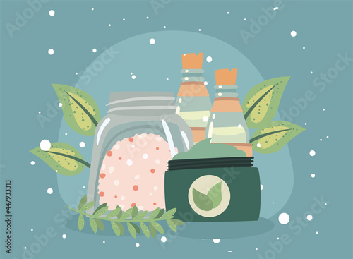 Spa center jars and bottles