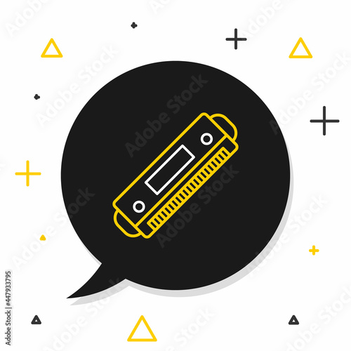 Line Harmonica icon isolated on white background. Musical instrument. Colorful outline concept. Vector