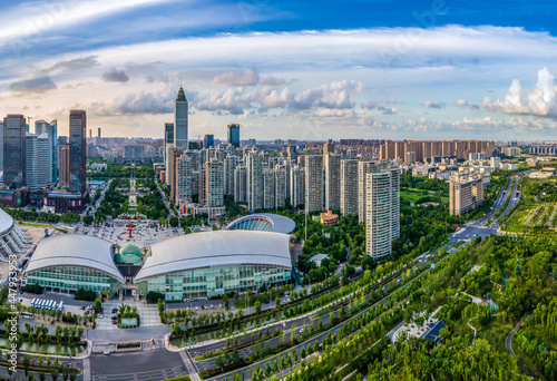 Aerial photography of Nantong Financial Center, Jiangsu