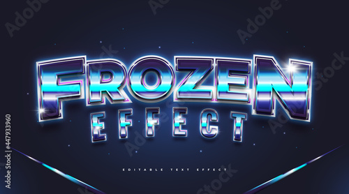 Blue Frozen Text Style with 3D Effect. Editable Text Style Effect