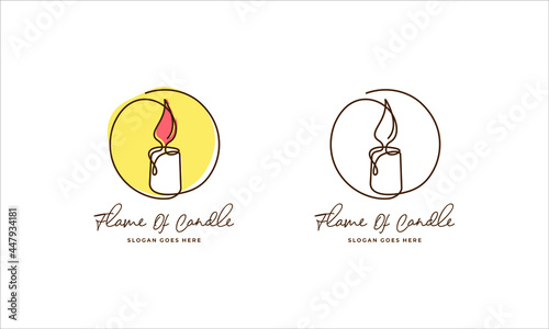 flame of candle one line monogram logo inspiration