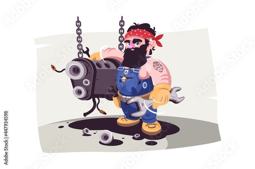 Auto mechanic at service station