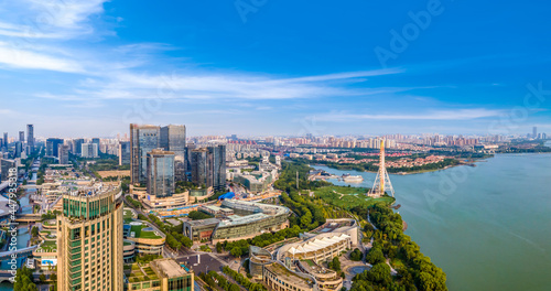 Aerial panoramic view of the skyline of Suzhou Lake East Financial Center © 昊 周