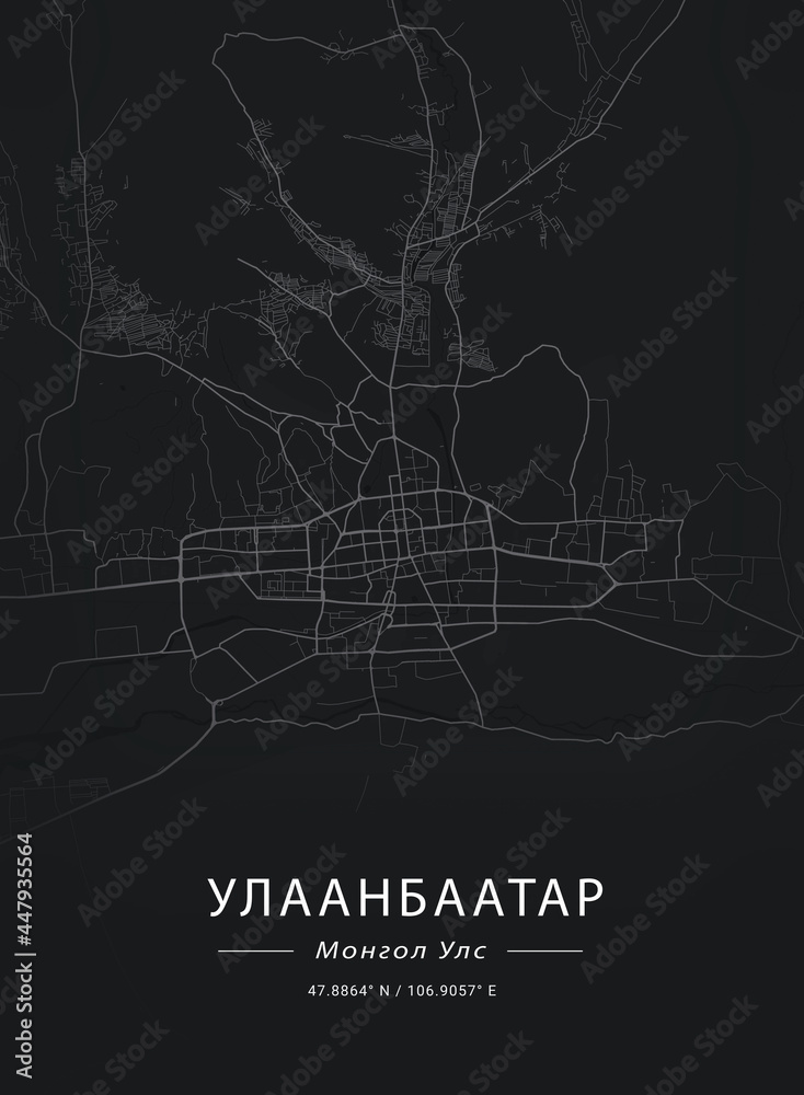 Map of Ulaanbaatar, Mongolia