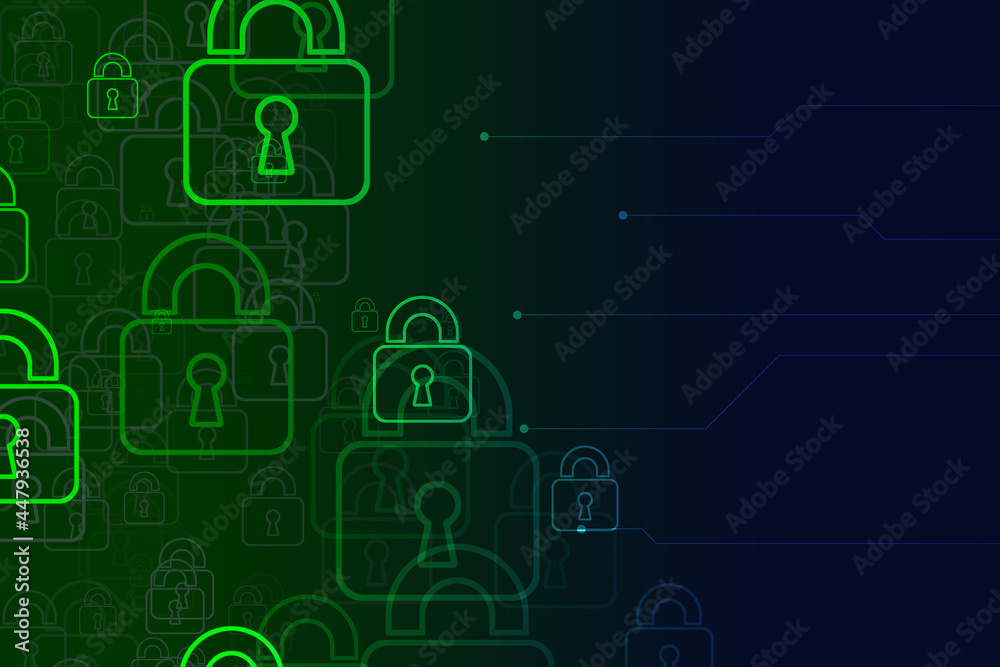 2d illustration Safety concept: Closed Padlock on digital background