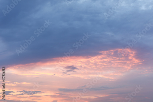 sunset sky with clouds, clouds over, sunset sky © annakolesnicova