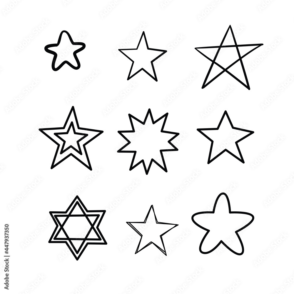 Doodle stars set. Many cute hand drawn stars on white background. Doodle stars set. Many cute hand drawn stars on white background.