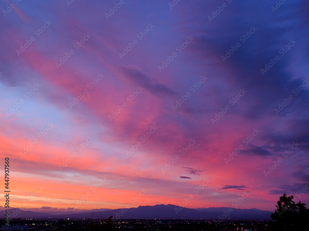 赤城山の夕焼け風景
