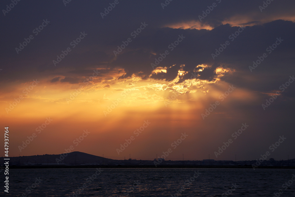 Beautiful sunset on the lake.