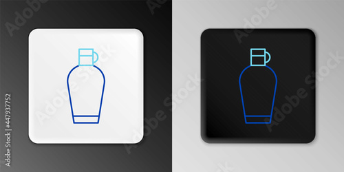 Line Canteen water bottle icon isolated on grey background. Tourist flask icon. Jar of water use in the campaign. Colorful outline concept. Vector
