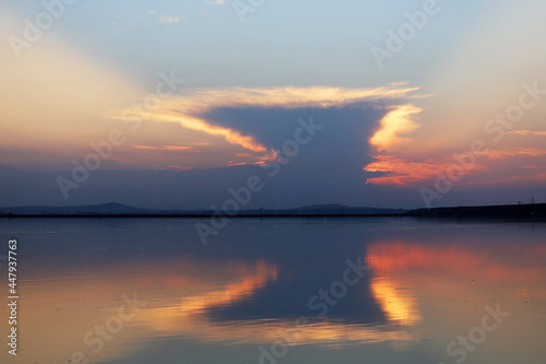 Beautiful sunset on the lake. © Борис Масюра