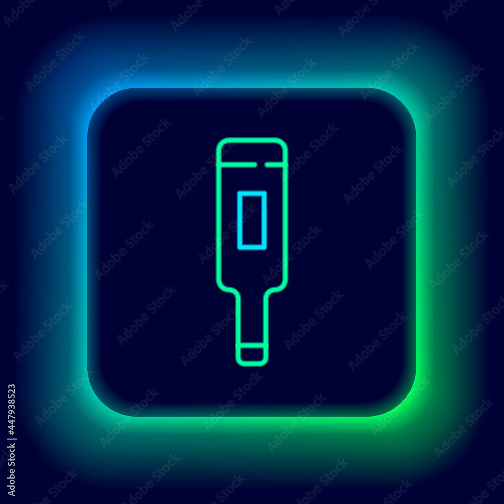 Glowing neon line Medical thermometer for medical examination icon isolated on black background. Colorful outline concept. Vector Glowing neon line Medical thermometer for medical examination icon isolated on black background. Colorful outline concept. Vector