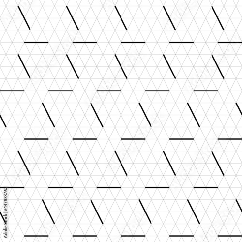 Vector seamless pattern. Modern stylish texture. Repeating geometric background with regular thicker lines. Black and white triangle grid background.