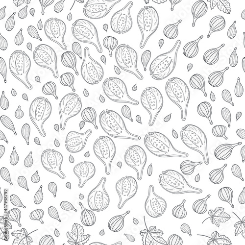 figs berry and leaf vector seamless pattern background