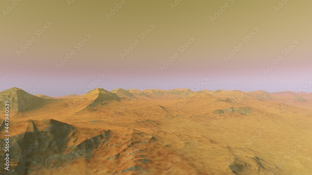 alien planet landscape, view from a beautiful planet