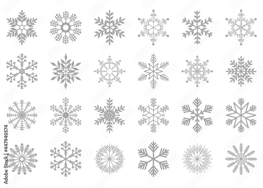 Set of Christmas and New Years snowflakes in gray. Elements for design. Vector illustration isolated on white background Set of Christmas and New Years snowflakes in gray. Elements for design. Vector illustration isolated on white background