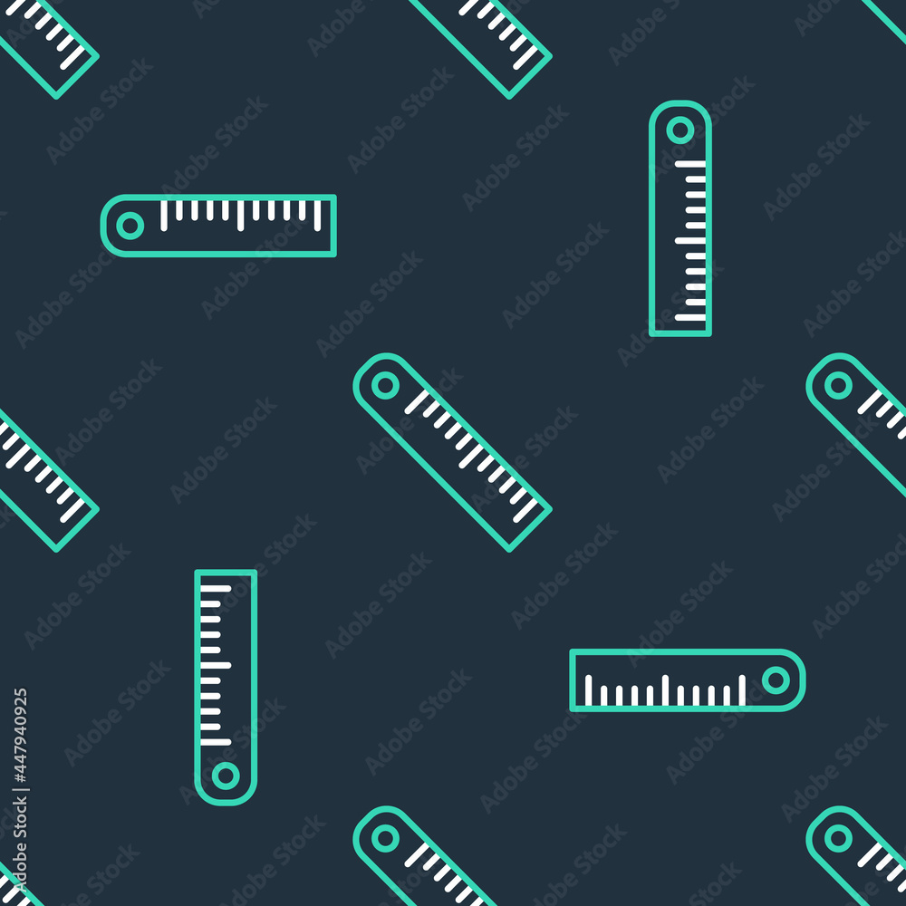 Fototapeta premium Line Ruler icon isolated seamless pattern on black background. Straightedge symbol. Vector