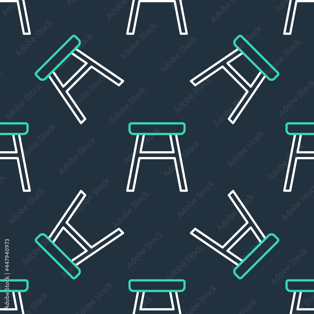 Line Chair icon isolated seamless pattern on black background. Vector Line Chair icon isolated seamless pattern on black background. Vector