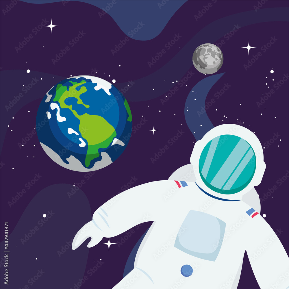 Fototapeta premium Astronaut and earth planet