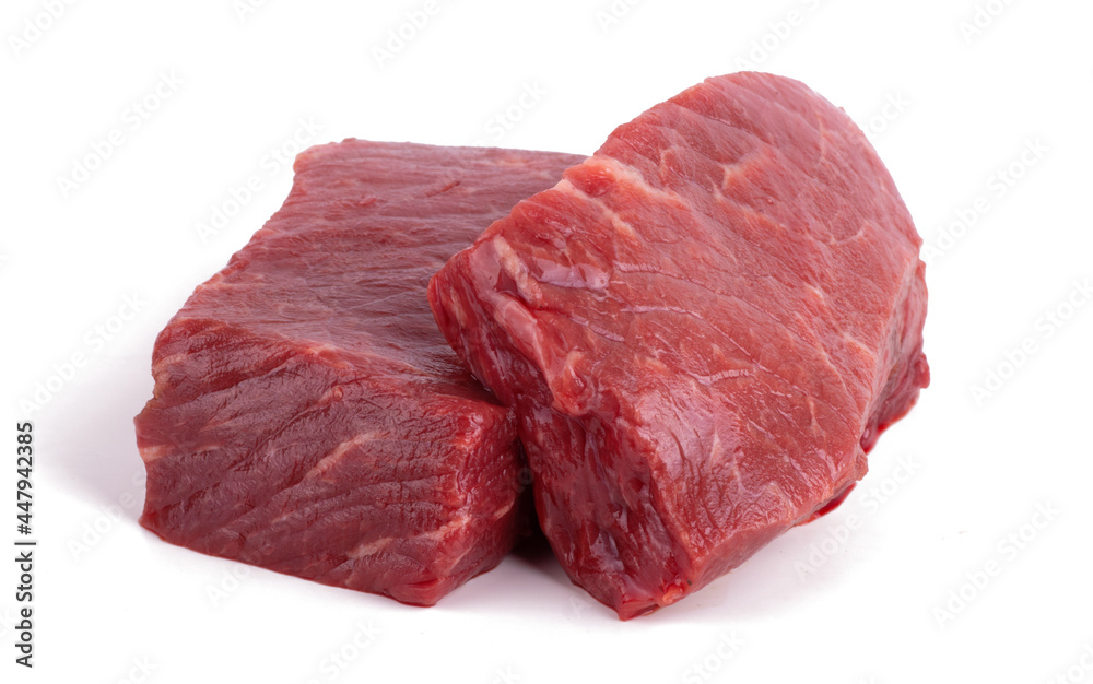 raw tasty beef meat isolated on white background