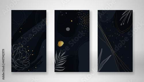 Set of dark blue mobile pho...