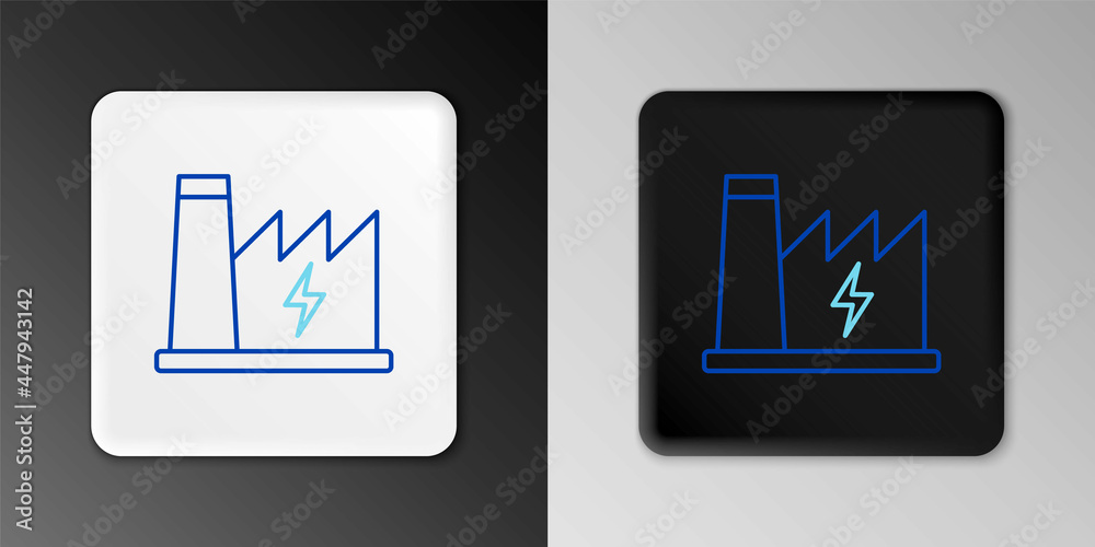Line Nuclear power plant icon isolated on grey background. Energy industrial concept. Colorful outline concept. Vector