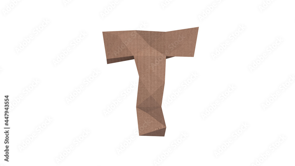 Fototapeta premium Low Polygon Cardboard text typeface T