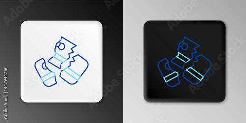 Line Scissors cutting a credit card icon isolated on grey background. Online payment. Cash withdrawal. Financial operations. Shopping sign. Colorful outline concept. Vector