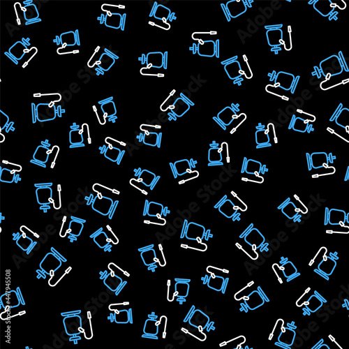 Line Hookah icon isolated seamless pattern on black background. Vector