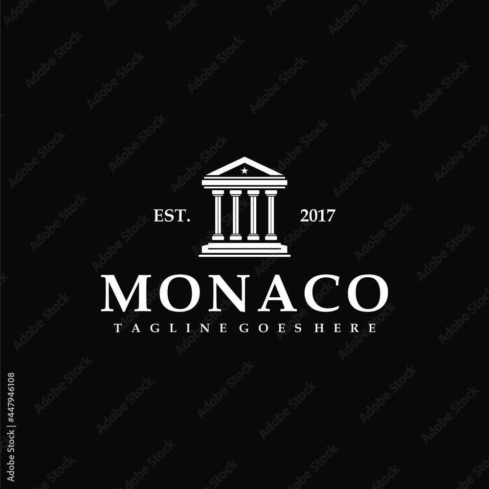 Monaco Ancient Greek Building Architecture Logo Design