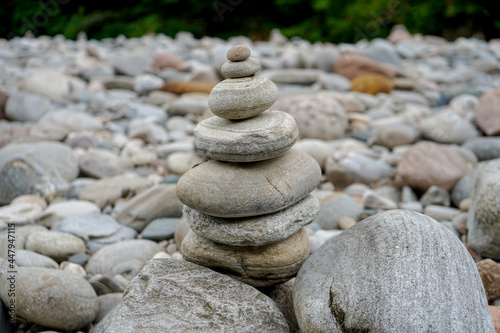 Close up of stacked pebbles 