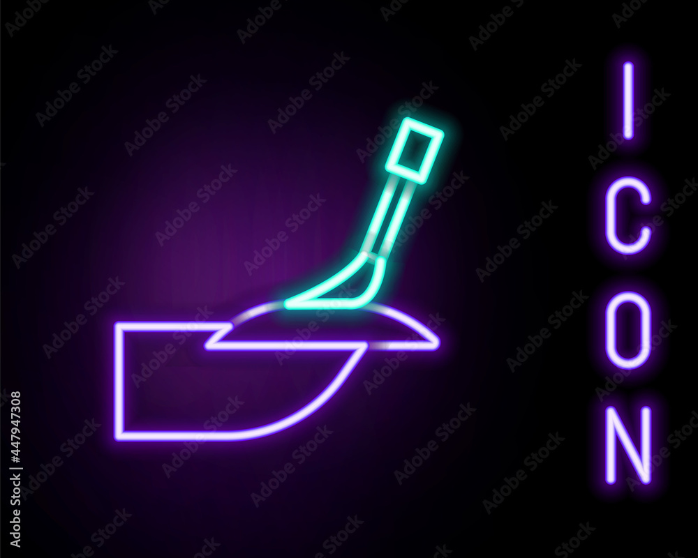 Glowing neon line Manicure icon isolated on black background. Colorful outline concept. Vector Glowing neon line Manicure icon isolated on black background. Colorful outline concept. Vector