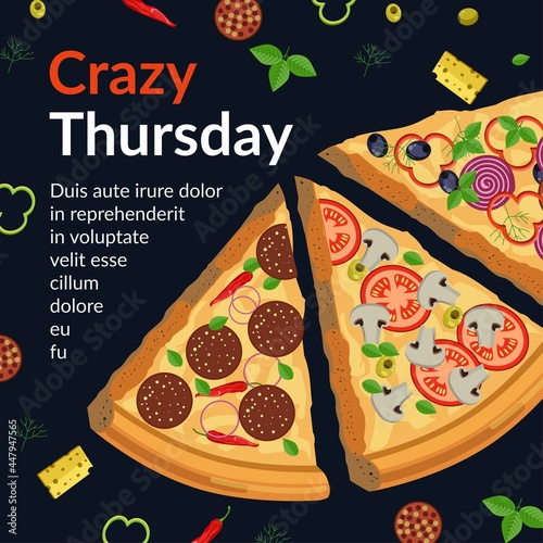 Crazy Thursday pizza Italian cuisine promo banner