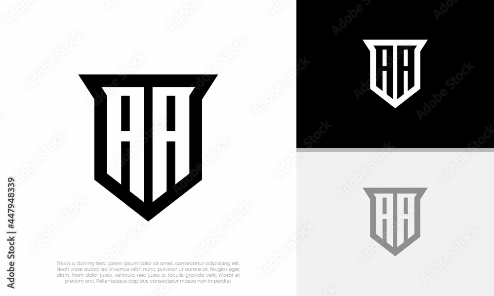 Initials A. AA logo design. Initial Letter Logo. Shield logo.	