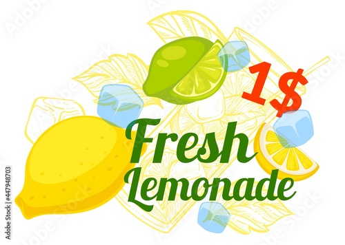 Fresh lemonade selling drink for 1 dollar banner