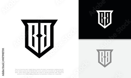 Initials B. BB logo design. Initial Letter Logo. Shield logo.	