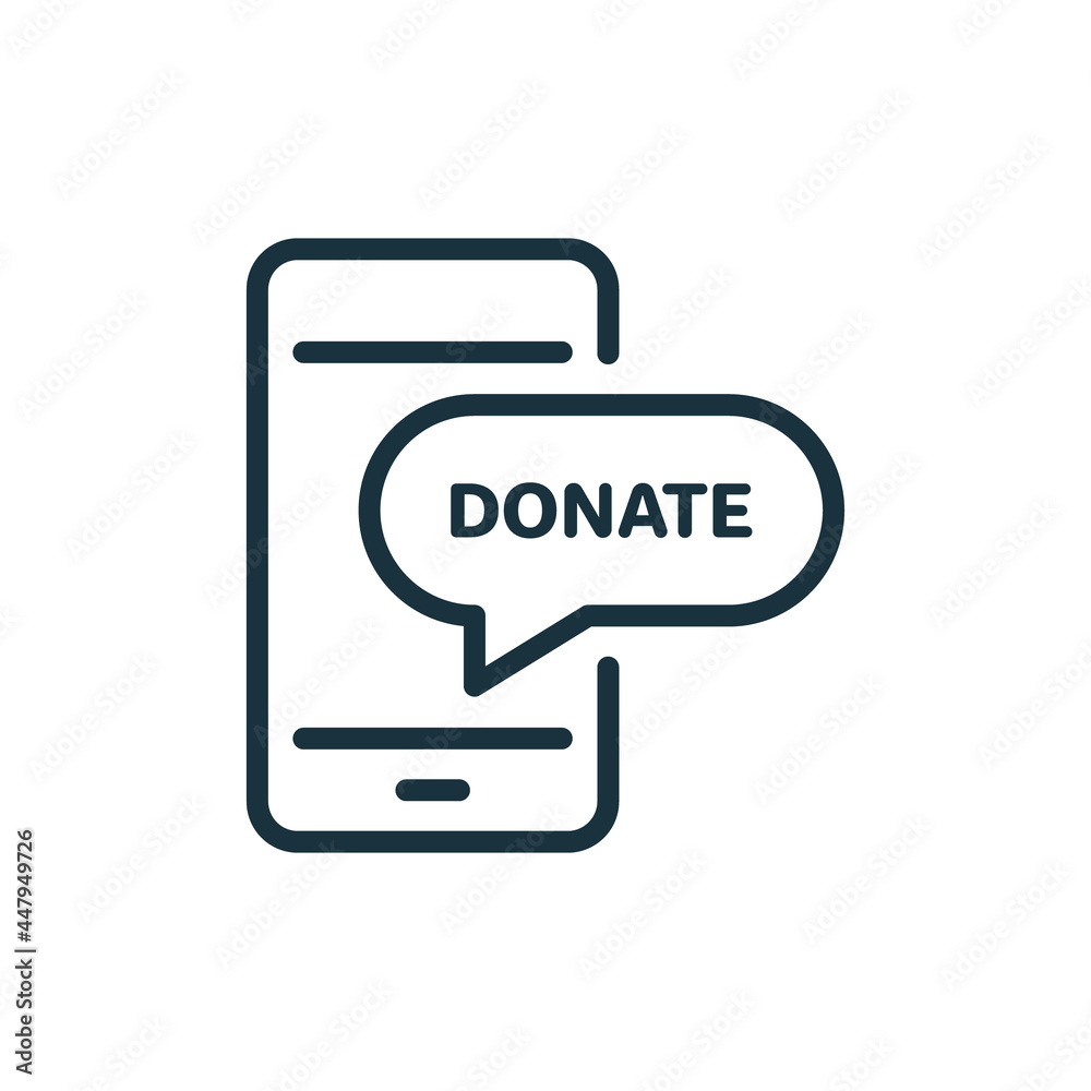 Online Donate on Phone Line Icon. Web Mobile Giving Money and Assistance Linear Pictogram. Internet Donate Outline Icon. Finance Help Concept. Editable Stroke. Isolated Vector Illustration Online Donate on Phone Line Icon. Web Mobile Giving Money and Assistance Linear Pictogram. Internet Donate Outline Icon. Finance Help Concept. Editable Stroke. Isolated Vector Illustration